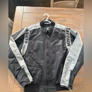 Harley-Davidson Unisex Black and Gray Bomber Jacket